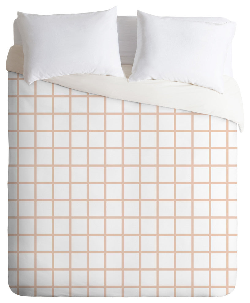 Little Arrow Design Co Blush Grid Duvet Cover Set, Queen