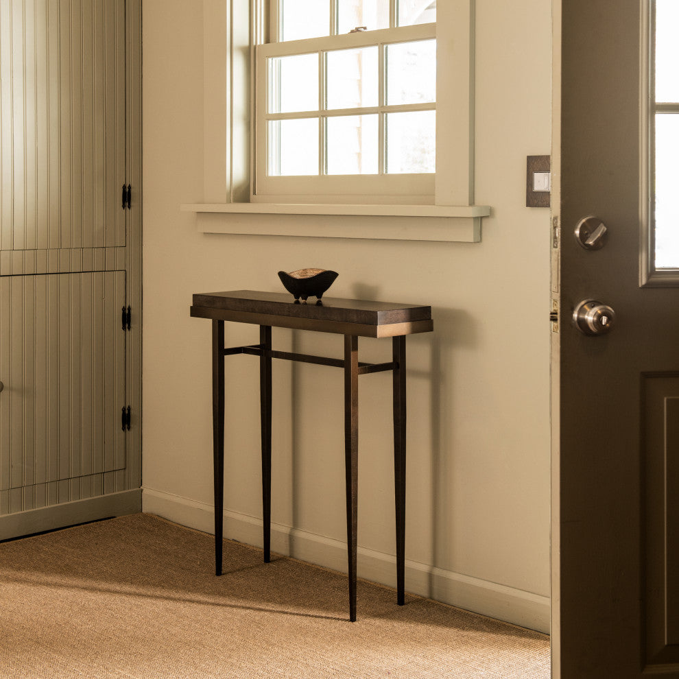 Wick 30" Console Table, Bronze Finish, Maple Espresso Accents
