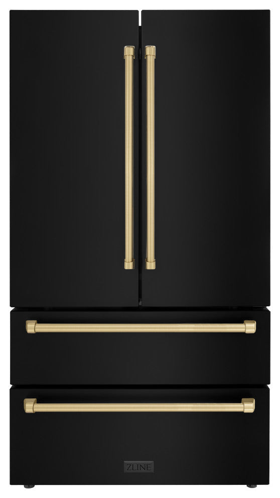 ZLINE 36" French Door Refrigerator With Ice Maker, Black RFMZ-36-BS-CB