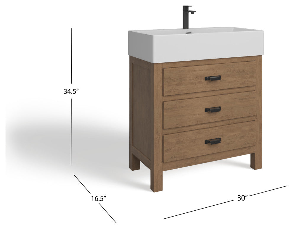 Berkshire Bathroom Vanity, Reclaimed Fir, 30", Single Sink, Freestanding