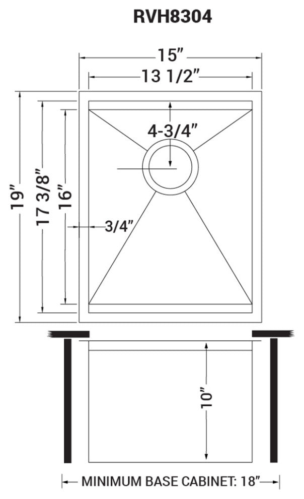 Ruvati RVH8304 15" Undermount 16 Gauge Workstation Ledge Bar Prep Sink