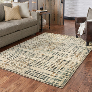 Carolina Distressed Grid Area Rug, Beige, 7'10"x10'