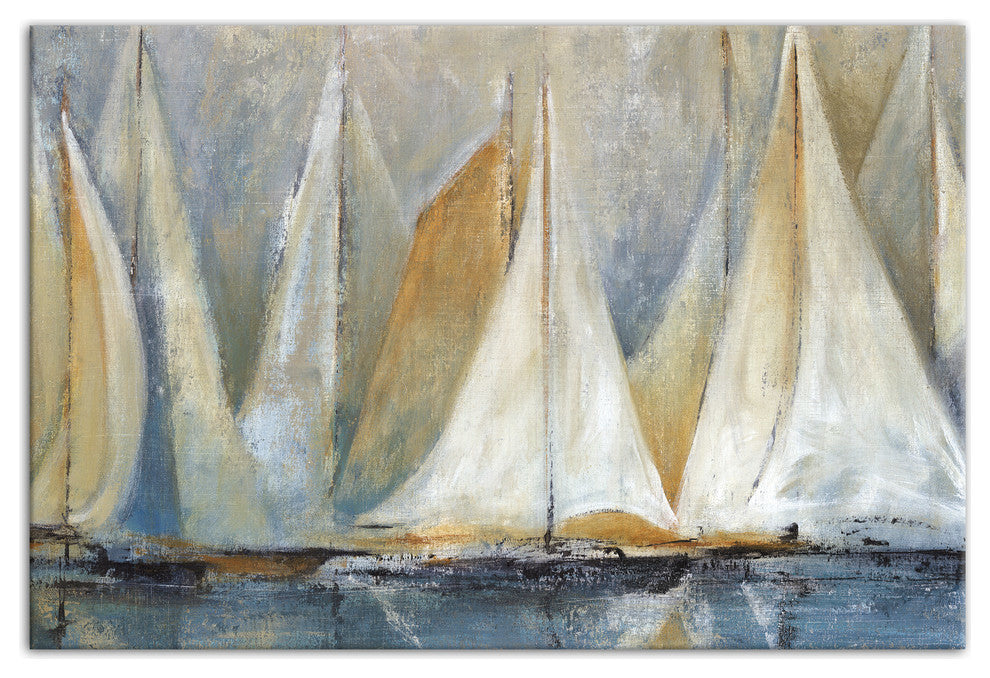"Sailboats On Water" Canvas Wall Art, 16"x24", Unframed