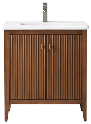 Vanity Art Freestanding Vanity, Walnut, 30", Single Sink, Brushed Nickel
