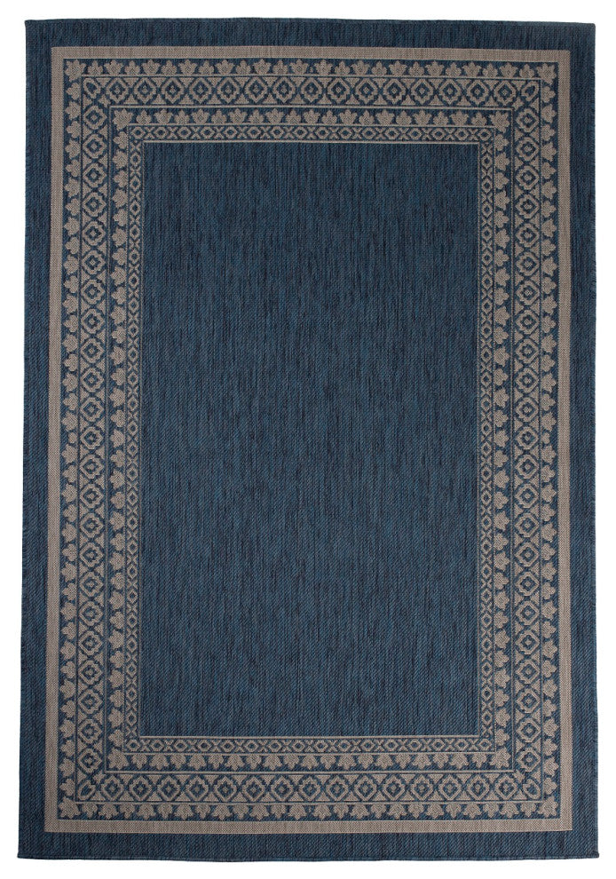 Outdoor Collection Oriental Accent Water Proof Rug, Midnight Blue, 5'3"x7'6"
