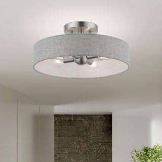 Elmhurst 4 Light Brushed Nickel With Shiny White Accents Semi-Flush