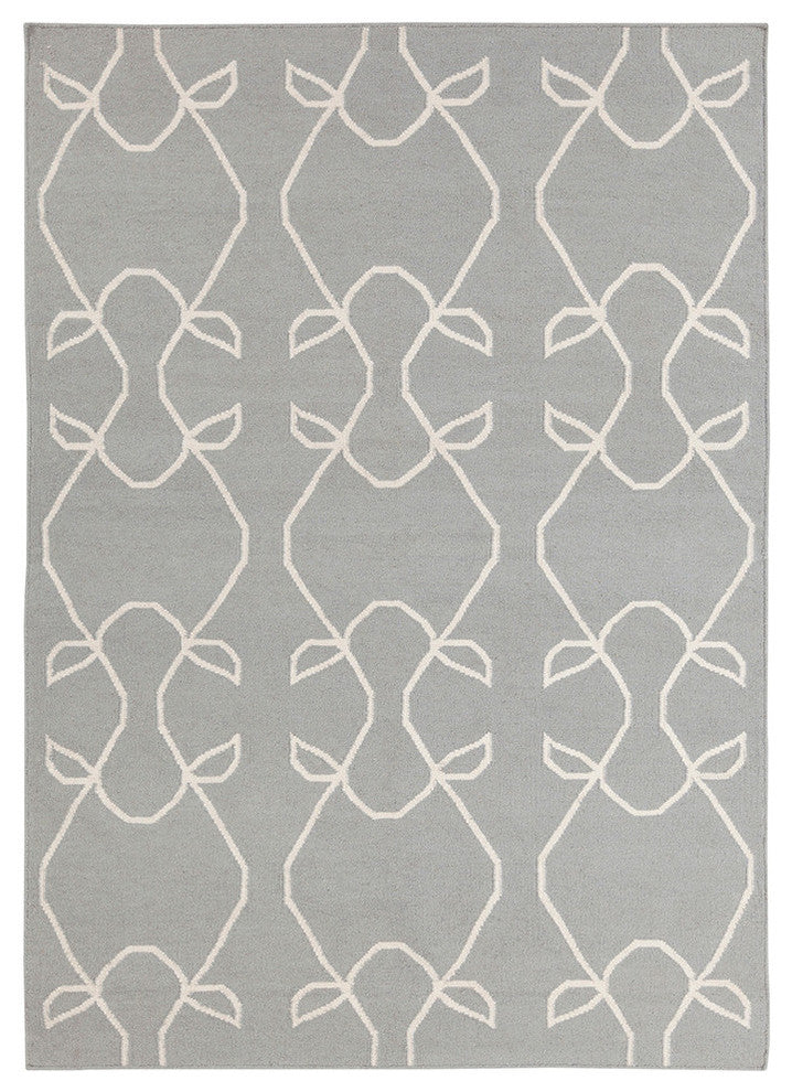 Lima Contemporary Area Rug, Gray and White, 7'x10'