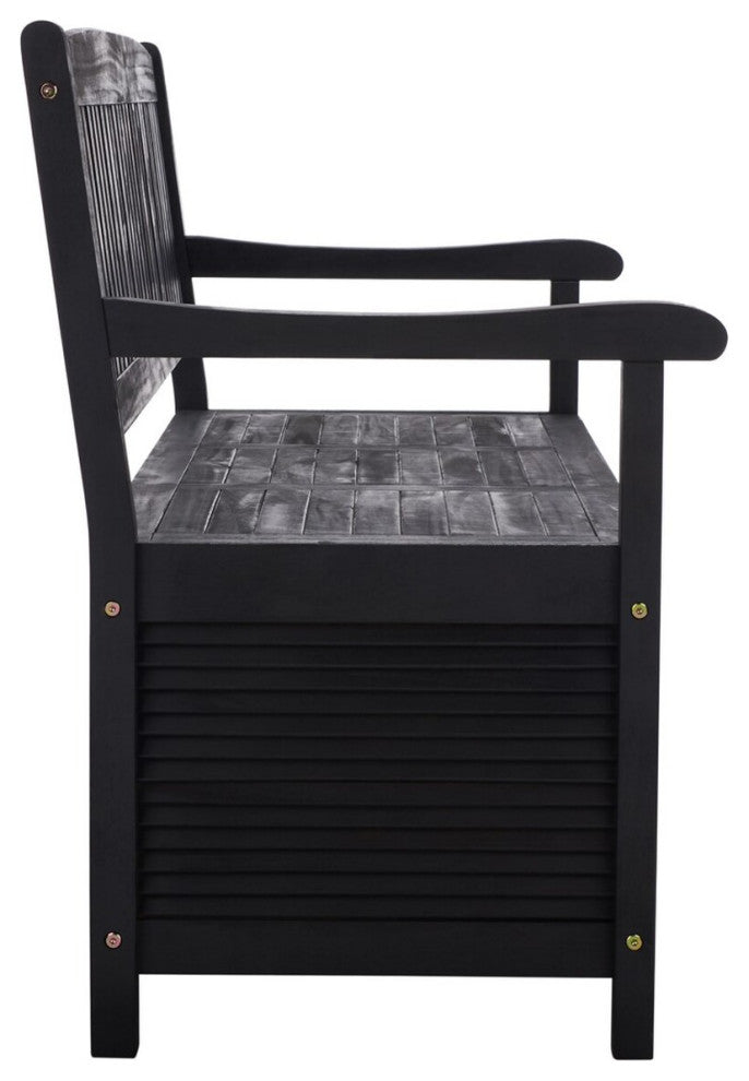 Safavieh Outdoor Brisbane Storage Bench Black