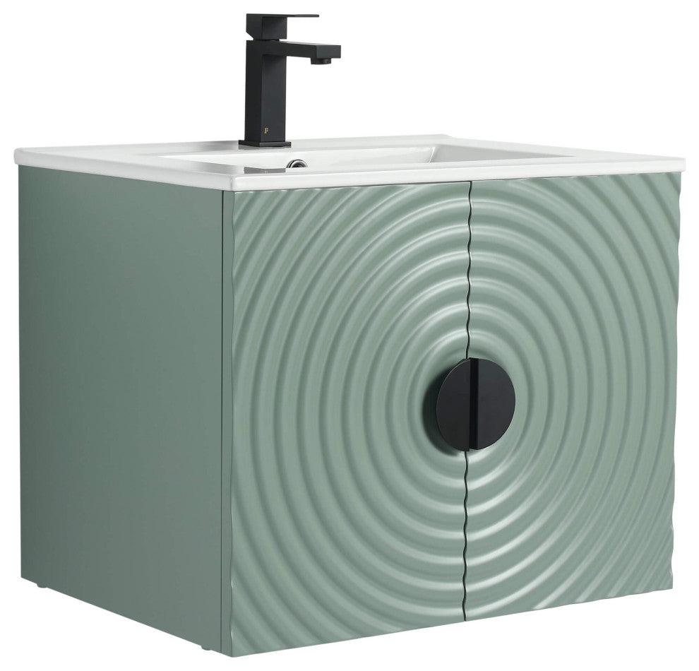 Pellabay Bath Vanity, Fluted Circular Doors Sink Included