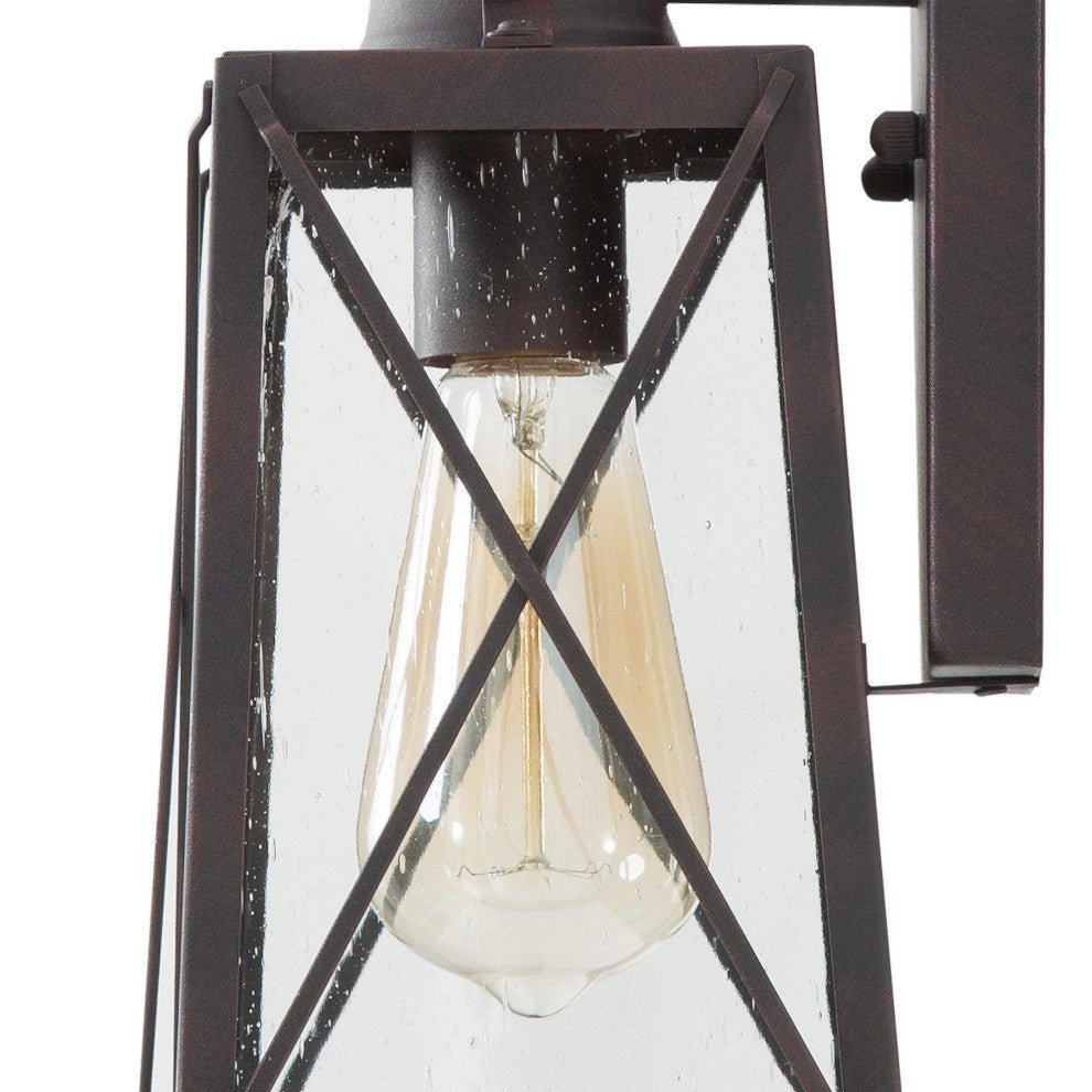 1-Light Seeded Glass X Outdoor Wall Lamp, Set of 2, 12.5"H, Antique Bronze