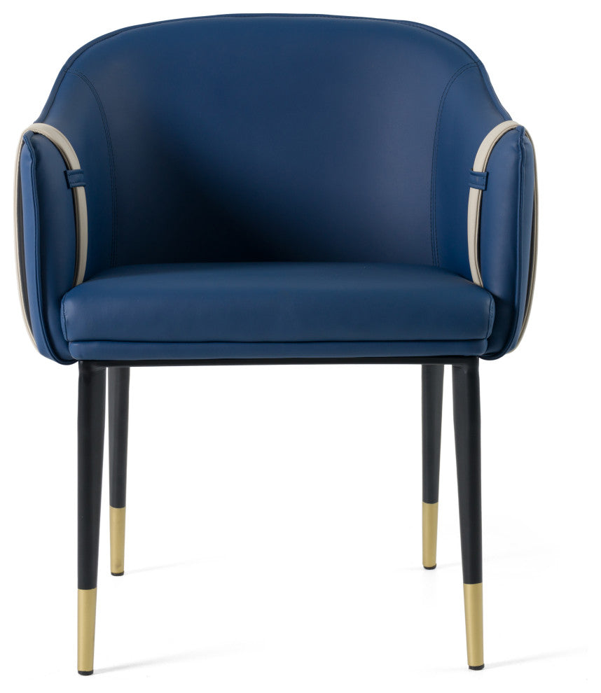 Modrest Calderon Blue and Beige Bonded Leather Dining Chair