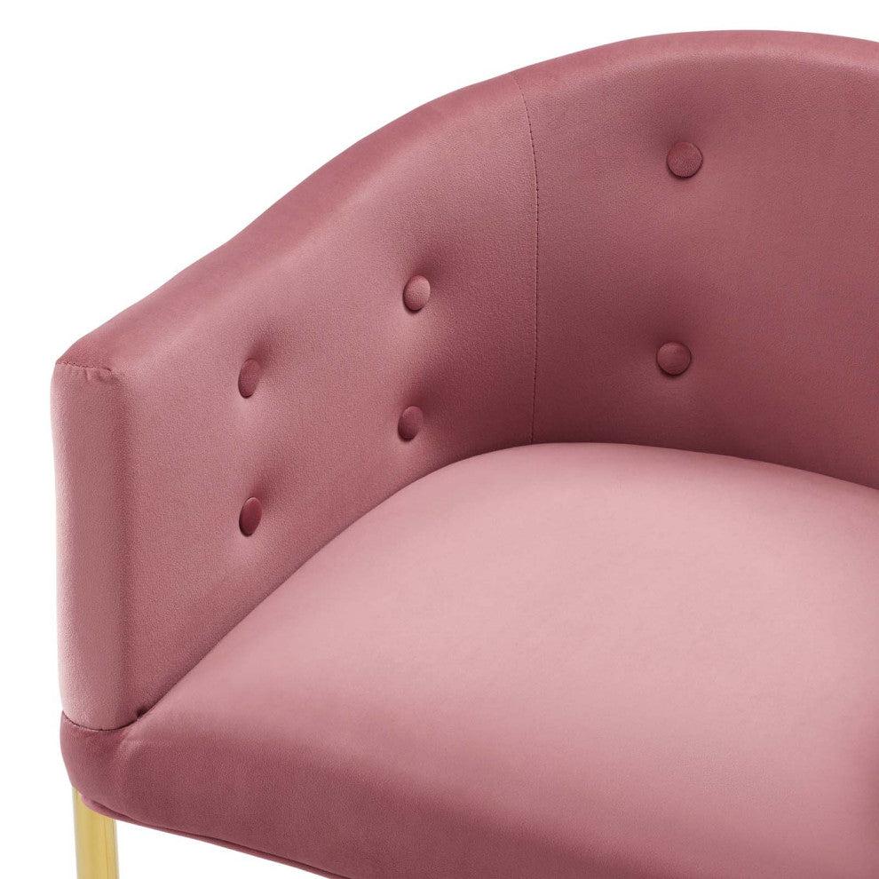 Tufted Bar Stool Chair Barstool, Set of 2, Velvet, Metal, Pink, Modern, Bar Pub