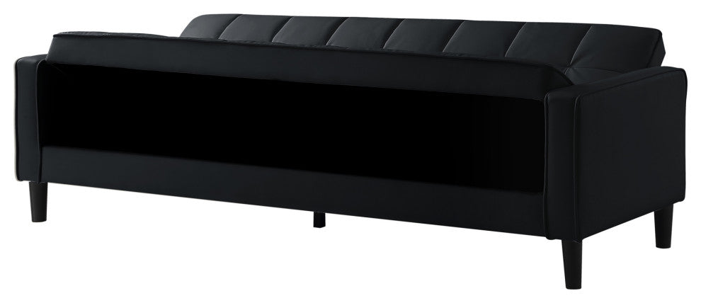 Loft Lyfe Paley Convertible Sofa Bed, With Storage, 85" Wide, Black Leather
