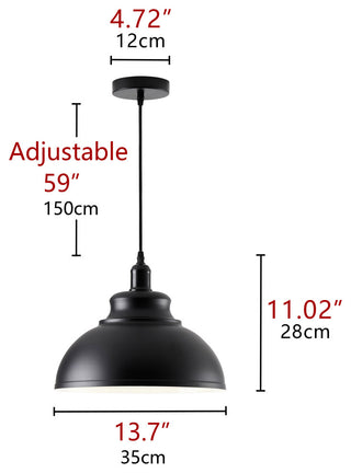 Industrial Black 1-Light Pendant Light With Metal Shade