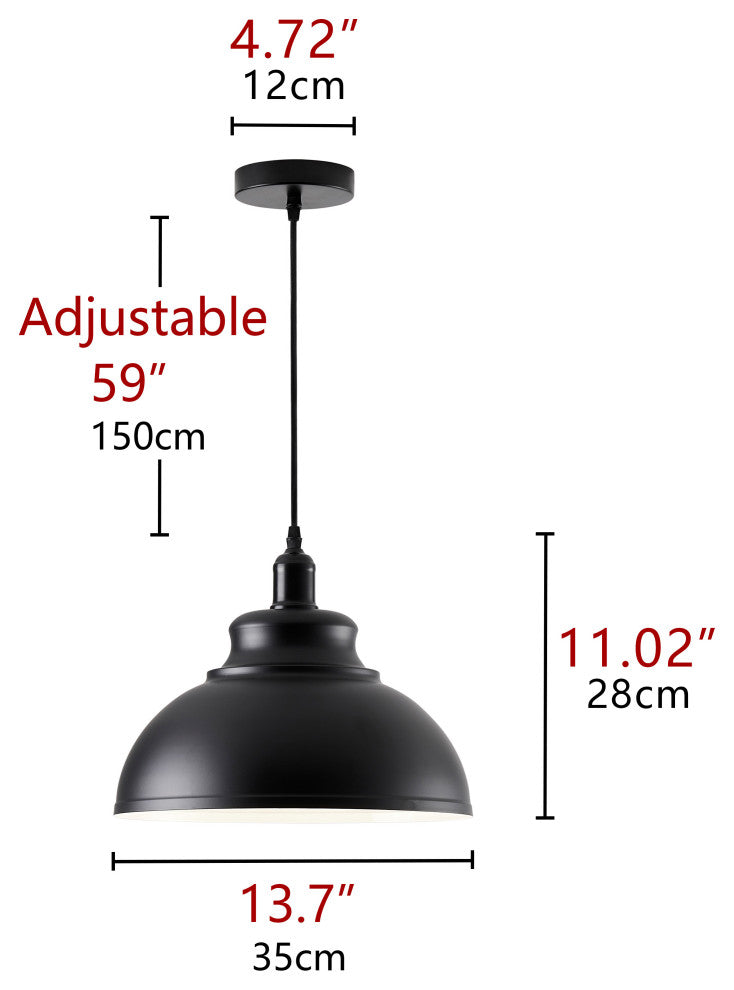 Industrial Black 1-Light Pendant Light With Metal Shade