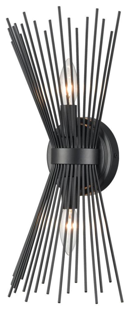 Industrial Starburst Wall Sconce 2-Light Black Wall Lights