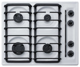 Summit WTL033S 24"W 4 Burner Gas Cooktop - White