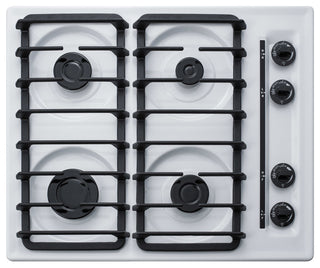 Summit WTL033S 24"W 4 Burner Gas Cooktop - White