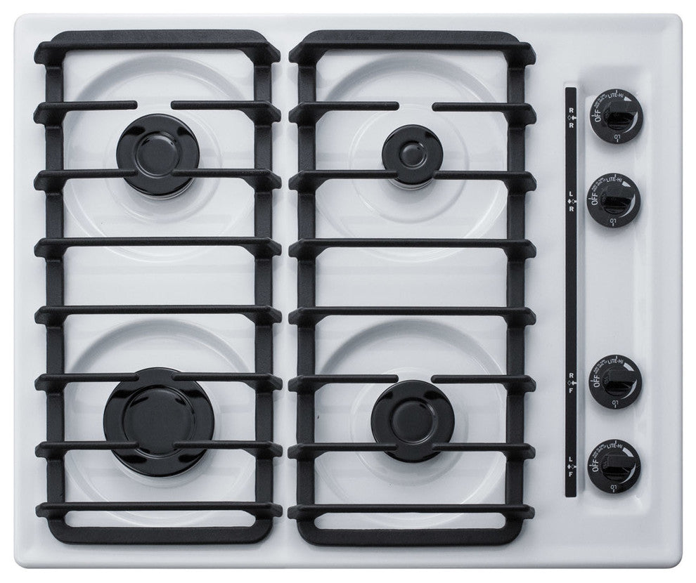 Summit WTL033S 24"W 4 Burner Gas Cooktop - White
