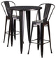 30" Round Black-Antique Gold Metal IBar 3-Piece Table Set With 2 Cafe Stools