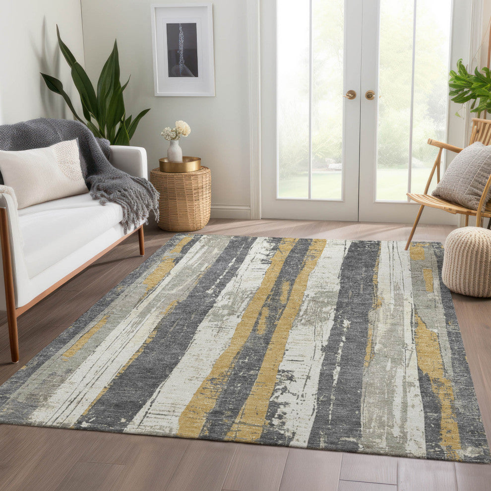 Machine Washable Indoor/Outdoor Chantille ACN1872 Gold 2'6" x 3'10" Rug