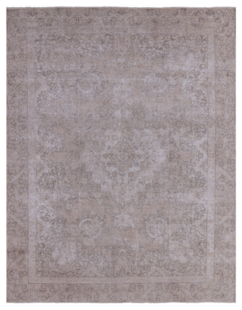 9' 1" X 11' 8" Handmade Persian Vintage White Wash Rug Q4633