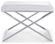 HomeRoots Ottoman White Faux Leather Stainless Steel Base
