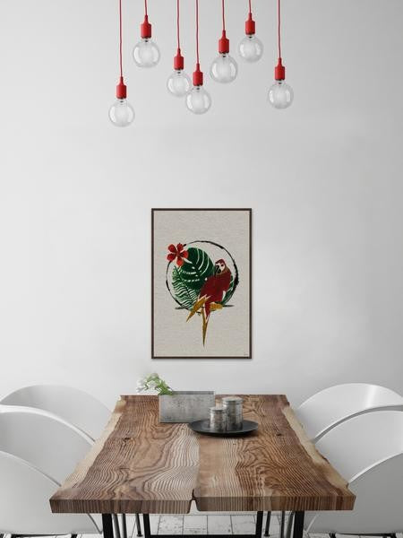 "Surprise a Parrot" Floater Framed Painting Print on Canvas, 30"x45"