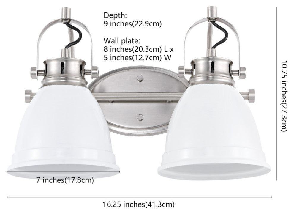 Phineas Light Farmhouse Bohemian Iron LED Vanity, White, 2-Light