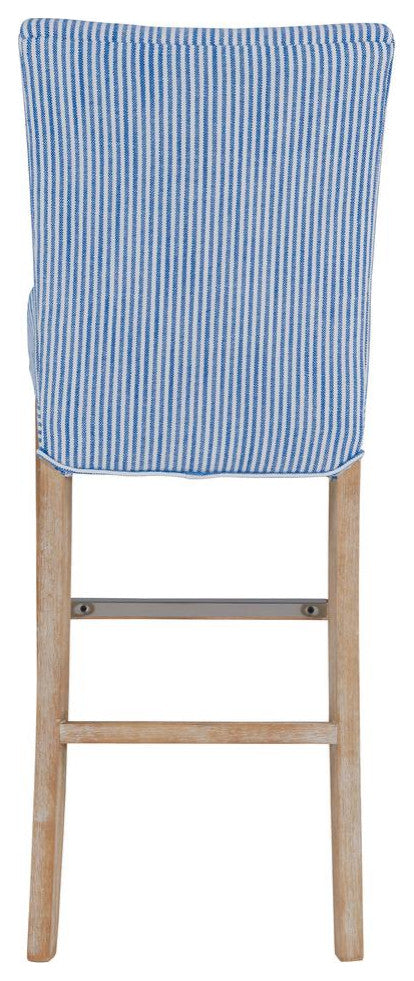 Milton Fabric Bar Stool - Blue Stripes