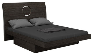 HomeRoots 77'' X 90'' X 40'' Modern Eastern King Gray High Gloss Bed