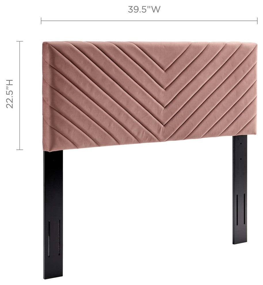 Alyson Angular Channel Tufted Performance Velvet Twin Headboard-Dusty Rose