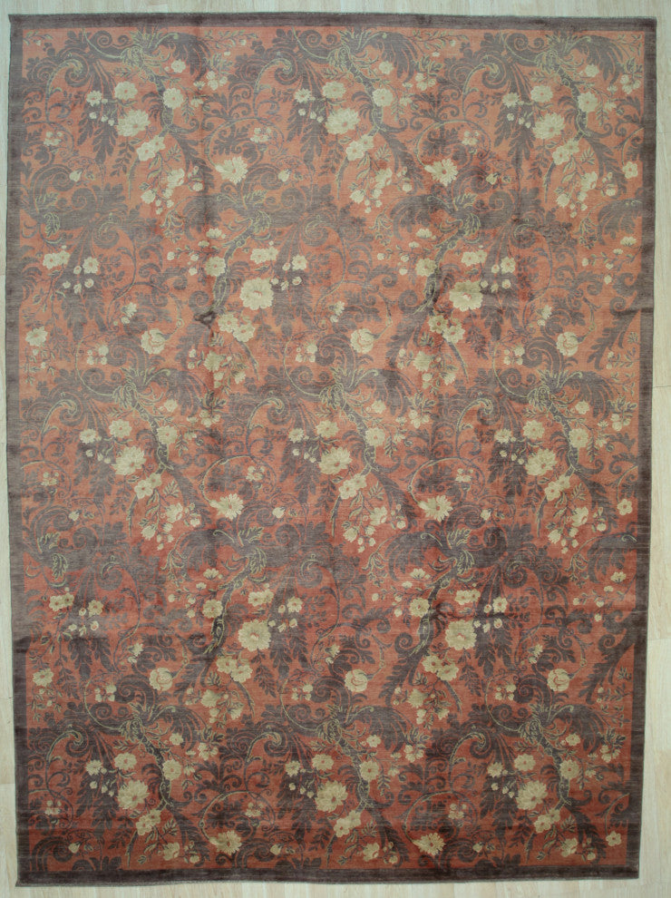 Red Transitional All Over Turkish Knot Area Rug