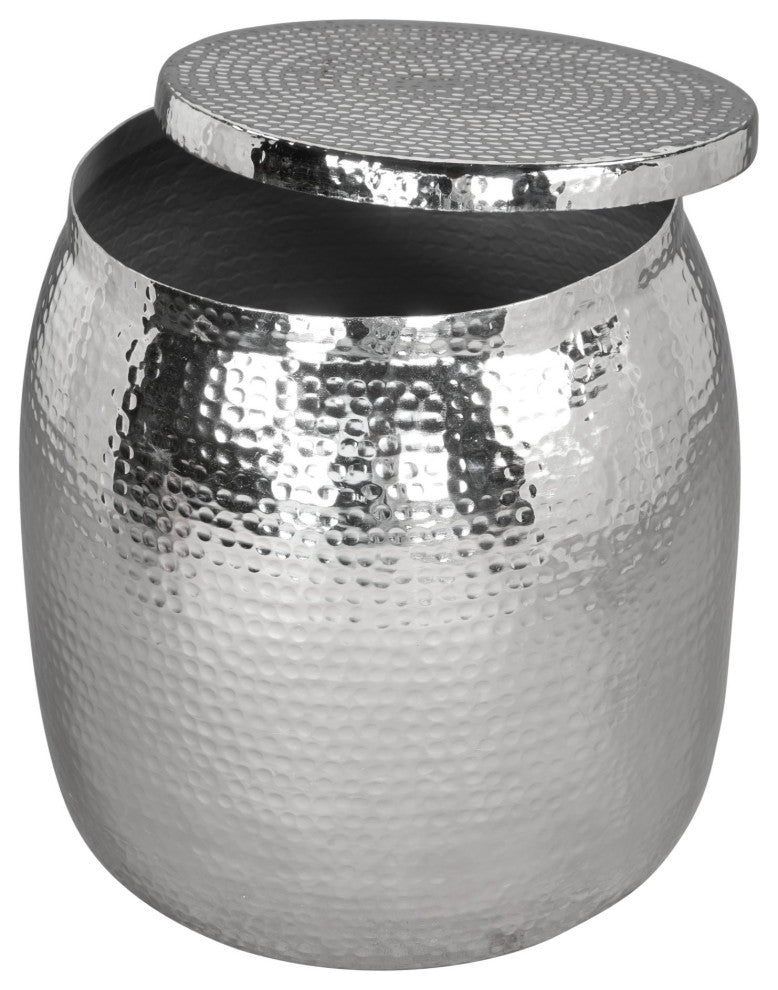 Sofa Side Table, Round, Aluminum, Metal, Silver, Lounge Cafe Lobby Hospitality