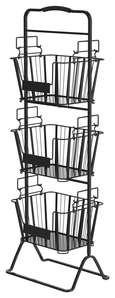 Oceanstar 3-Tier Metal Wire Storage Basket Stand with Removable Baskets "“ Black