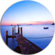 Wooden Pier At Sunset, Seascape Photo Large Disc Metal Wall Art, 23"