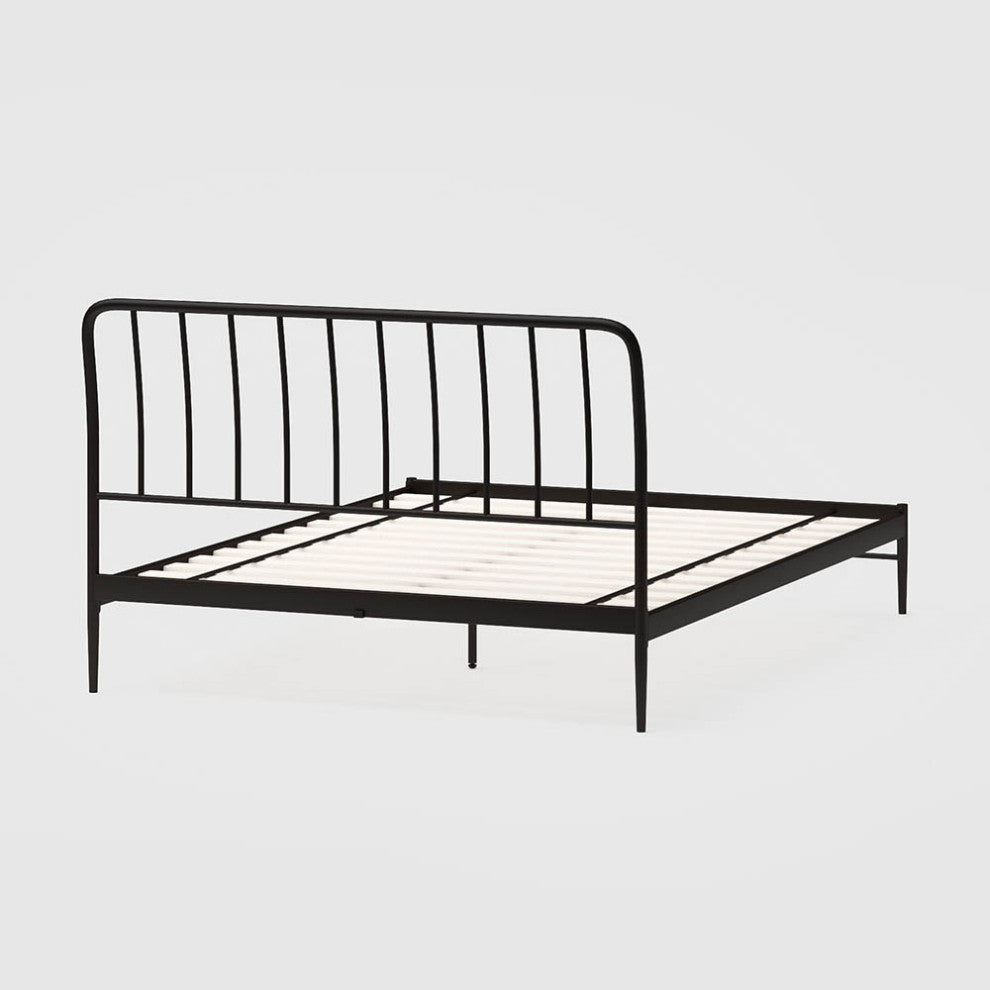 Kairosis Curved Metal Modern Queen Bed Frame by RST Brands, Black