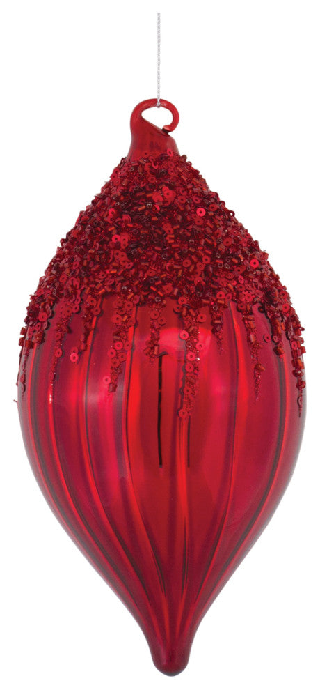 Sequined Glass Ornament, 4-Piece Set