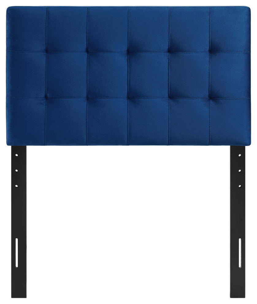 Navy Lily Biscuit Tufted Twin Performance Velvet Headboard