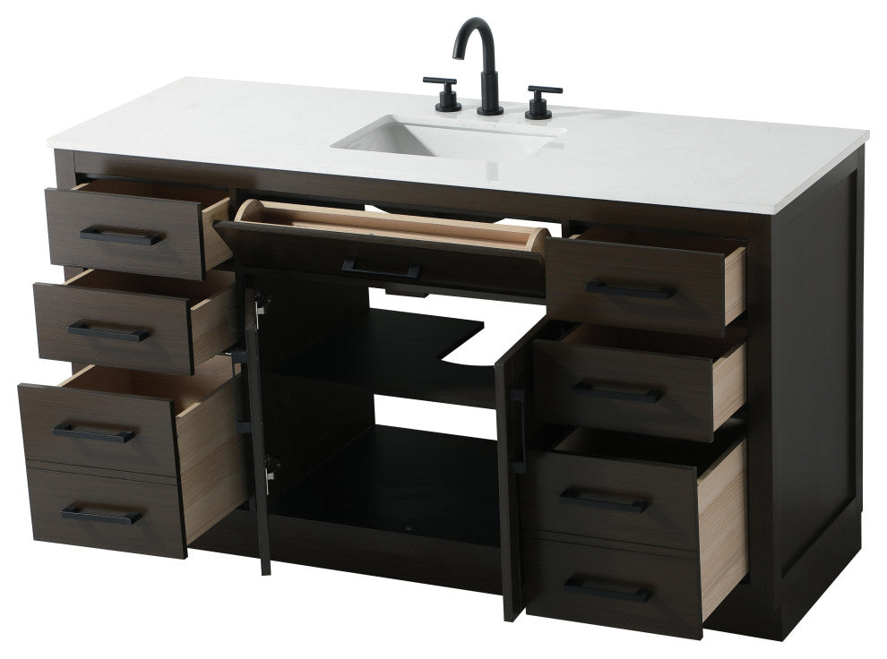 Home Living 60" Single Bathroom Vanity, Mocha Brown