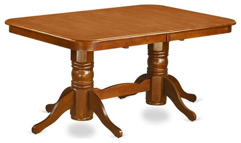 Atlin Designs 7-piece Dining Set with Linen Seat in Saddle Brown