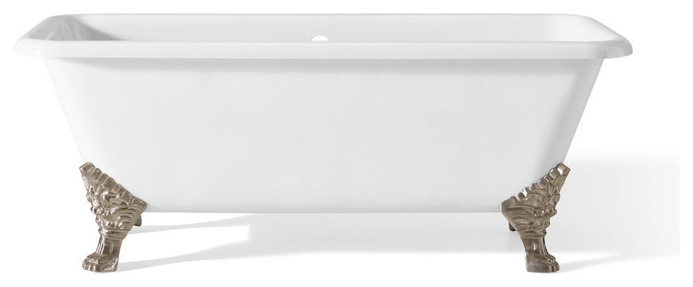 Cheviot Products Spencer Cast Iron Bathtub, White, Brushed Nickel