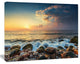 Sunrise and Shining Waves in Sea, Large Seashore Canvas Art Print, 60"x28"
