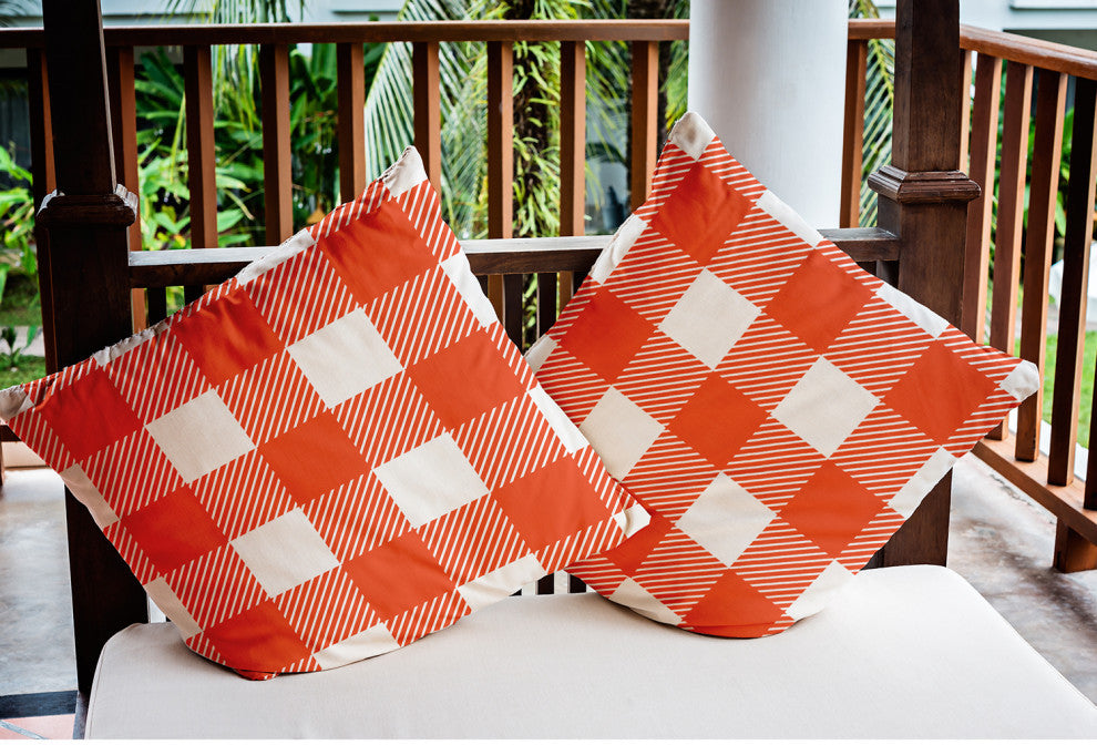 Buffalo Plaid Indoor/Outdoor Throw Pillow, Harvest Orange, 20"x20"
