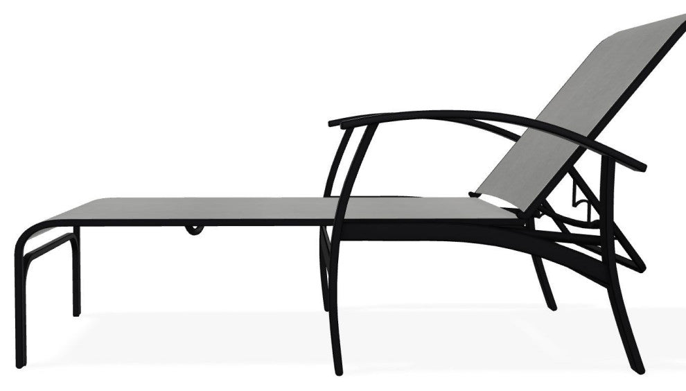 Belle Isle Sling 4-Position Outdoor Chaise Lounge, Alloy/Black