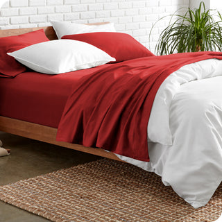 Bare Home Full XL 1800 Microfiber Sheet Set, Red