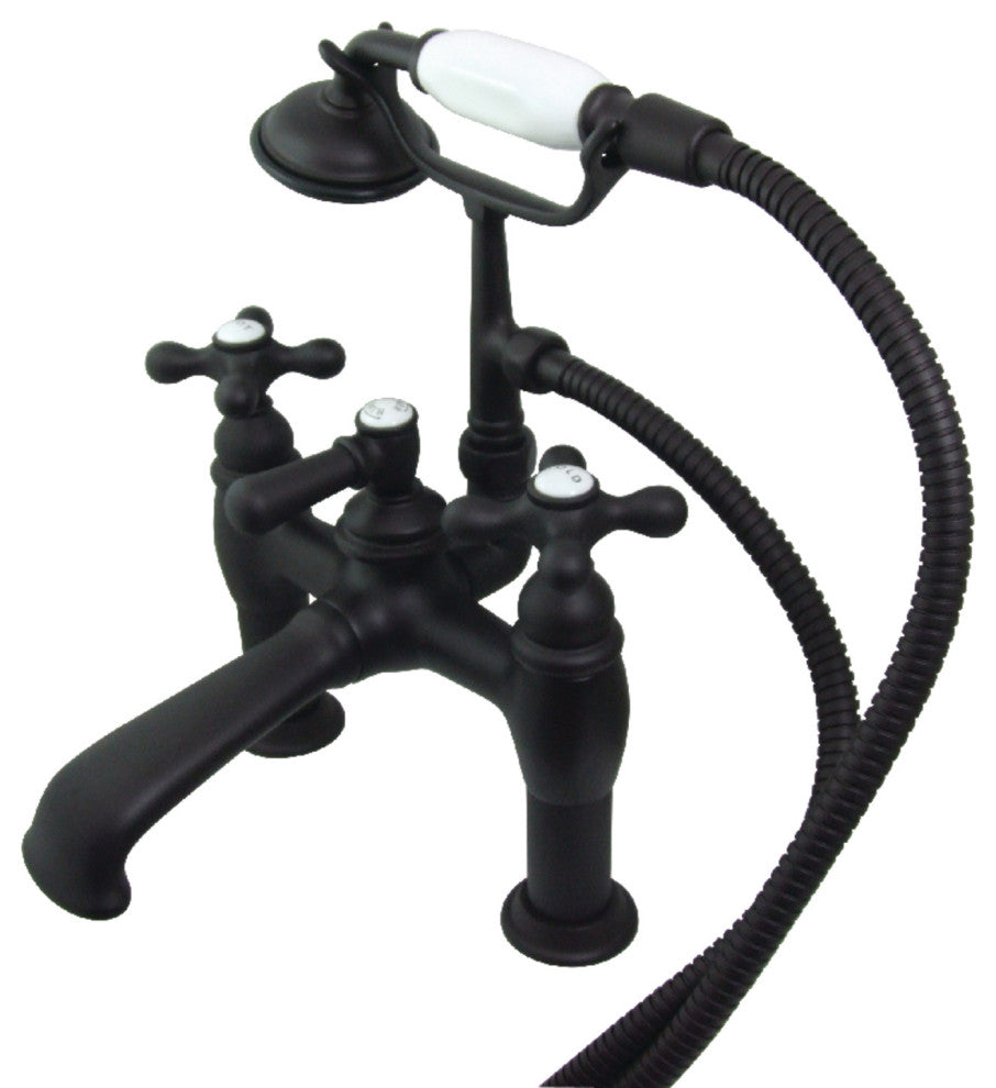 Kingston Brass 7" Deck Mount Tub Faucet With Hand Shower, Oil Rubbed Bronze