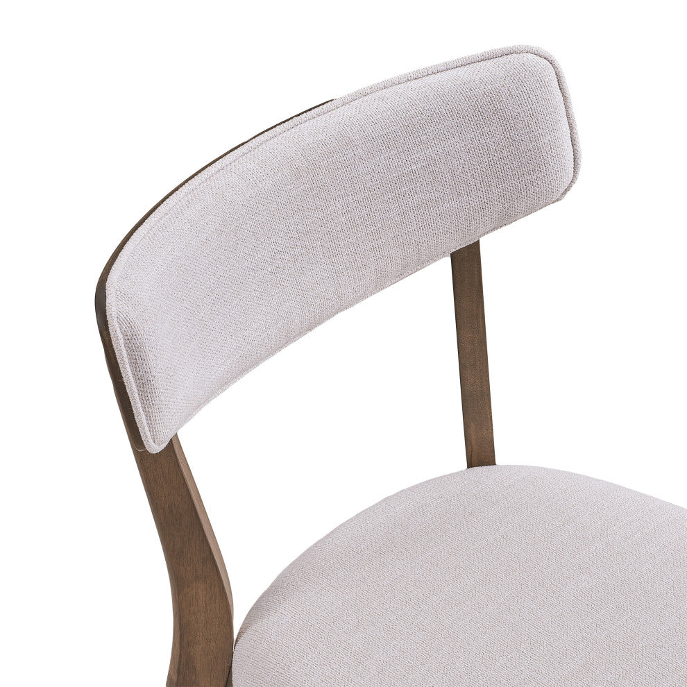 GDF Studio 7-Piece Mid-Century Dining Set, 6 Chairs, Light Beige/Walnut/Brown