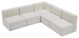 Quincy Velvet Upholstered 5-Piece L-Shaped Modular Sectional, Cream