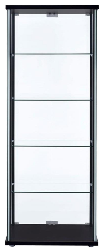 Coaster Delphinium 5-shelf Glass Curio Cabinet Black and Clear